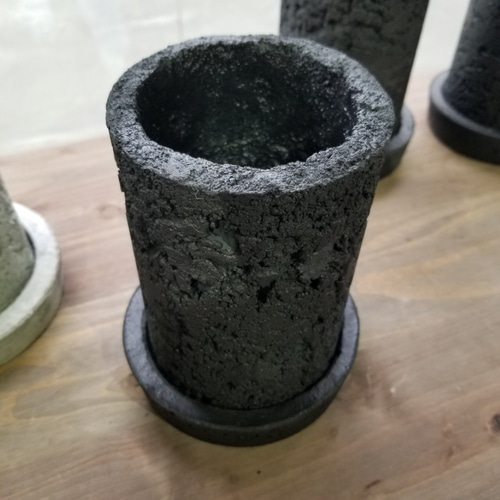 円柱型 ショート ハンドメイド センメント鉢 コンクリート鉢 モルタル