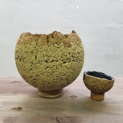 1395　中丸鉢　ハンドメイド センメント鉢 コンクリート鉢 モルタル 植木鉢 5枚目の画像