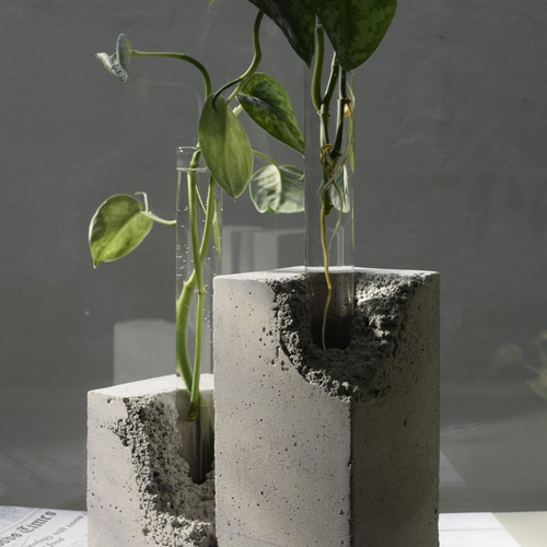 四角鉢 一輪差し セメント鉢 コンクリート鉢 植木鉢 一輪挿し・花瓶