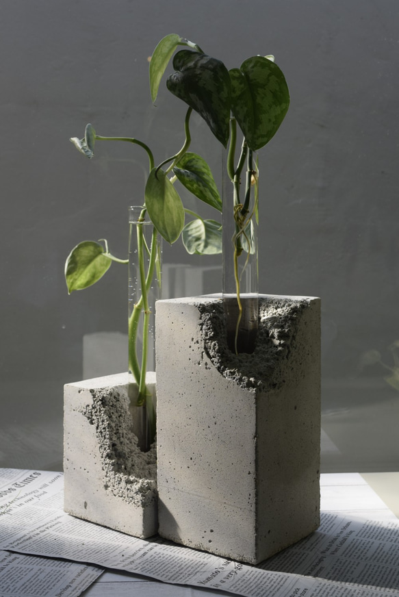 四角鉢 一輪差し セメント鉢 コンクリート鉢 植木鉢 一輪挿し