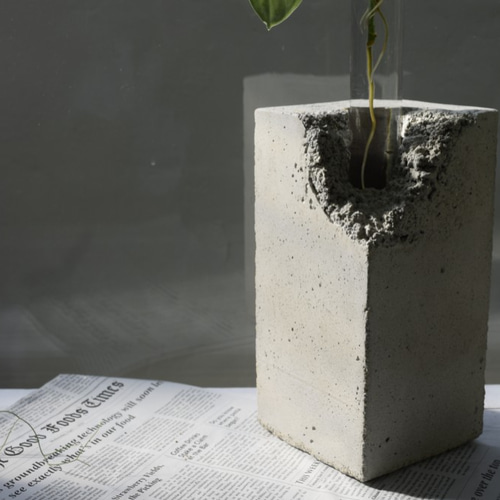 四角鉢 一輪差し セメント鉢 コンクリート鉢 植木鉢 一輪挿し・花瓶
