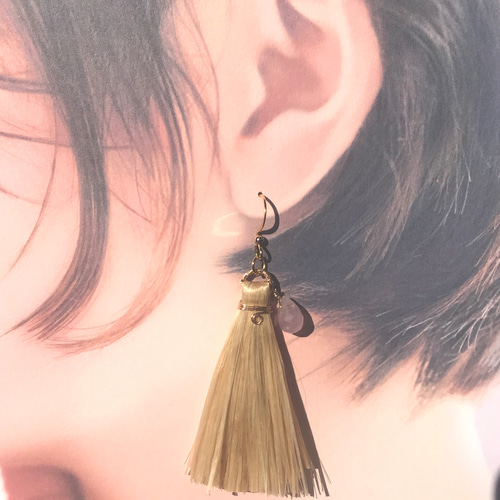 精麻 アクセサリー ワイヤージュエリー 精麻の耳飾り(アメジスト