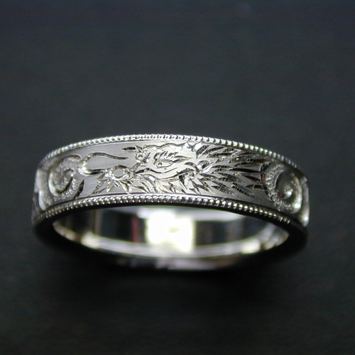 純銀 龍 手彫り 指輪 約26号 龍頭 (RYUZU) 龍 指輪 シルバー リング 大