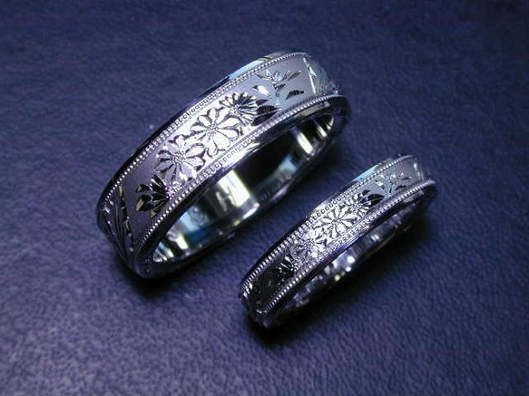 日本の彫金 手彫りのシルバーペアリング 指輪・リング Tebori 通販