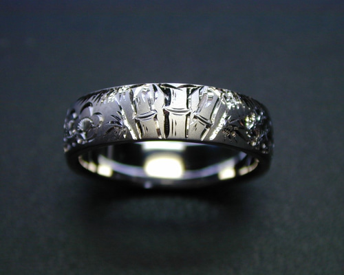 純銀　純度100% 指輪１点物 無骨　 純銀 リング 和彫り松竹梅 0_c24dca1ca9d3c220f45f2e1b19ac