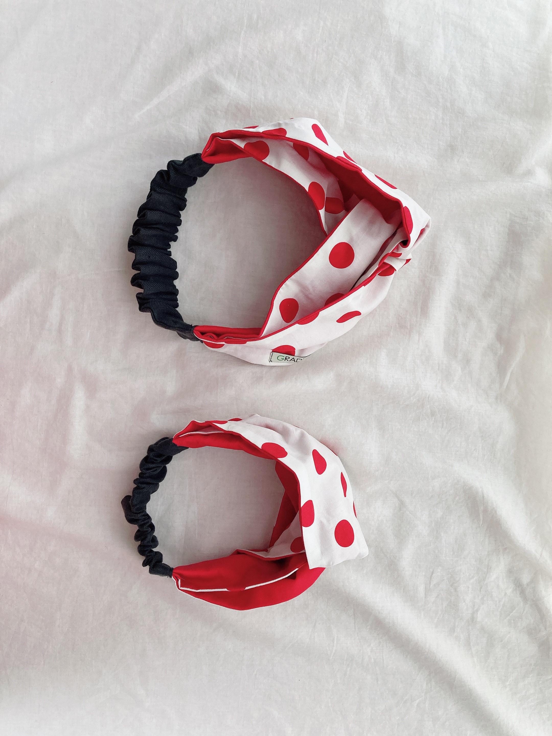 【set・ママと使える赤白ドットヘアターバン】