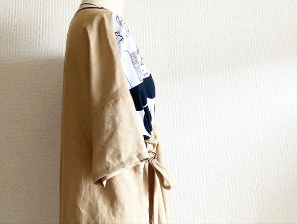 SーMサイズ【ウシさんとモノトーン×ベージュワンピース】 2枚目の画像