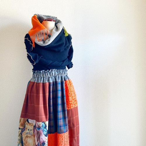 3.1 Phillip Lim ドレープ入り パッチワーク風 ロングスカート 3.1 Phillip Lim｜フラワー柄プリーツスカート