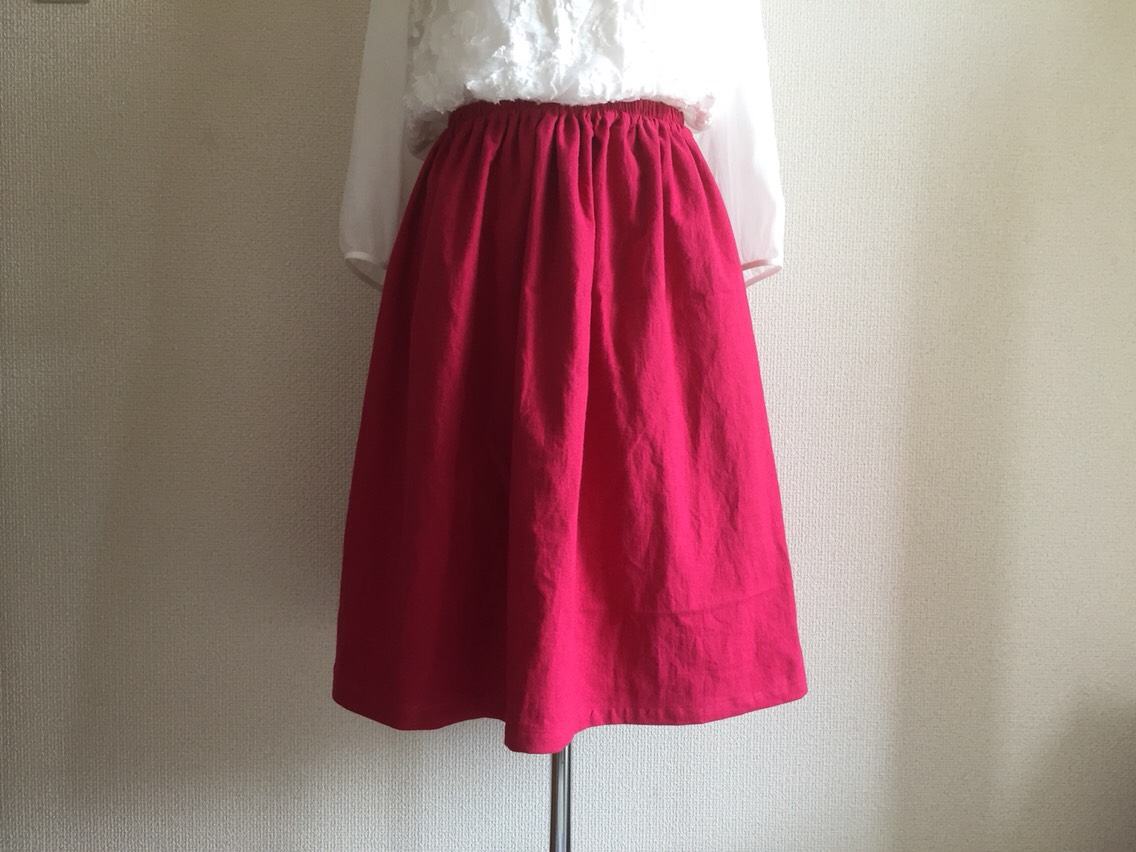 受注生産【ローズピンクのコットンリネンスカート】