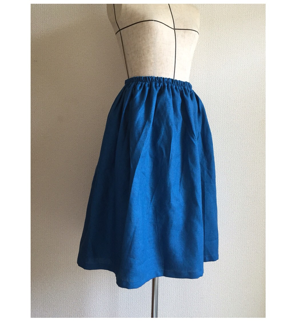 受注生産【ブルーリネンのスカート】