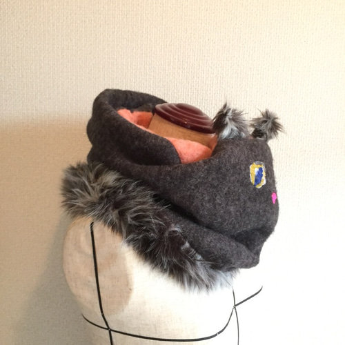 イエローアイのロシアンブルーと一緒にお出かけスヌード（オーダー可  