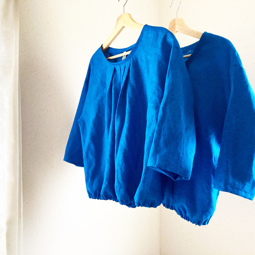 七分袖のブルーリネンブラウス】 ブラウス Gradual Ripple 通販