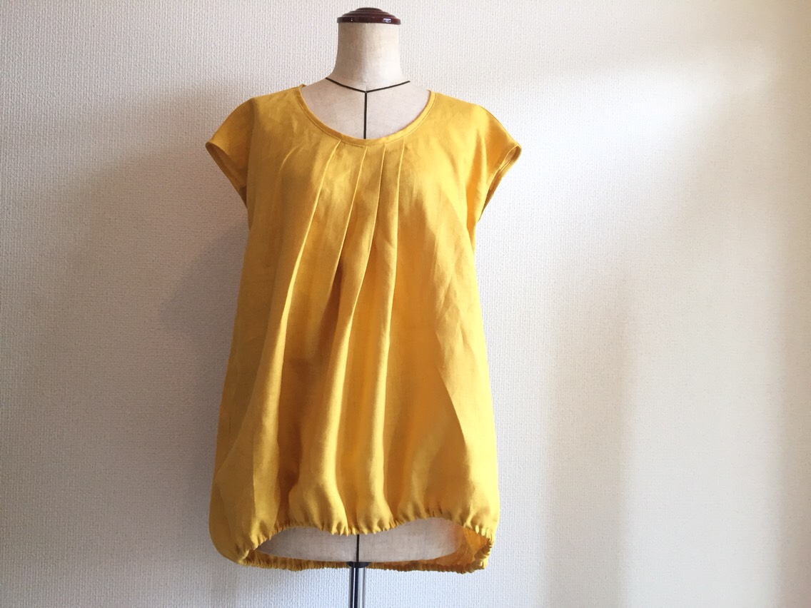 【向日葵のリネンチュニック・フレンチスリーブブラウス】