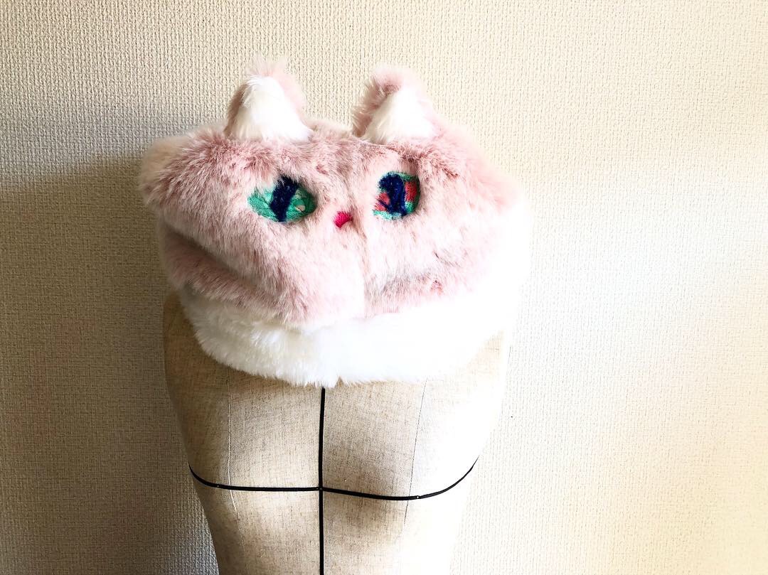 【ほわほわ桜色ねこちゃんと一緒にお出かけスヌード（オーダー可）】