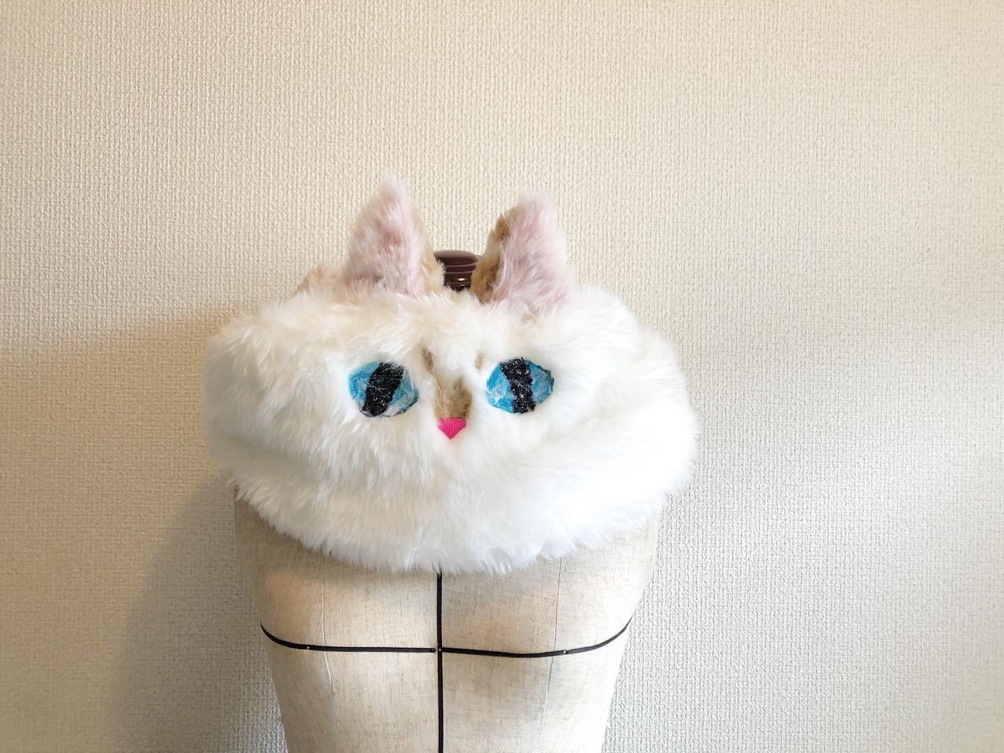 【和猫の長毛・福lottaちゃんと一緒にお出かけスヌード（オーダー可）】