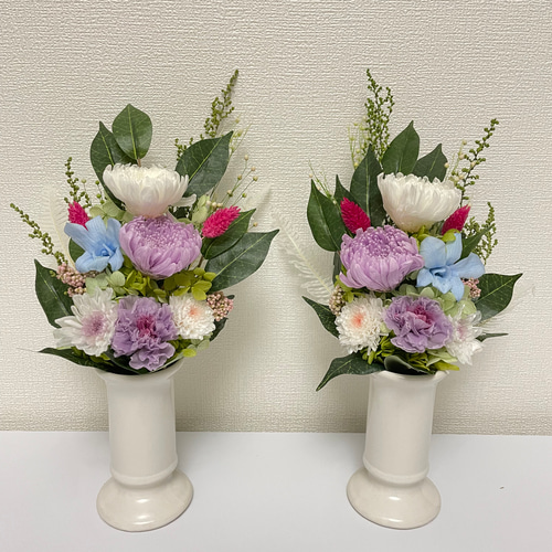 プリザーブドフラワー仏花一対花器無し✨約31cm プリザーブド