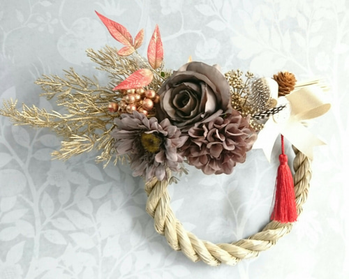 しめ縄2022 2022 お正月飾り 取り外し可能 落ち着いた雰囲気と大人の遊び心を