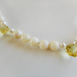 【高品質】ホワイトオパールと星形レモンクォーツのネックレス　K14GF 3枚目の画像