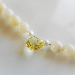 【高品質】ホワイトオパールと星形レモンクォーツのネックレス　K14GF 5枚目の画像