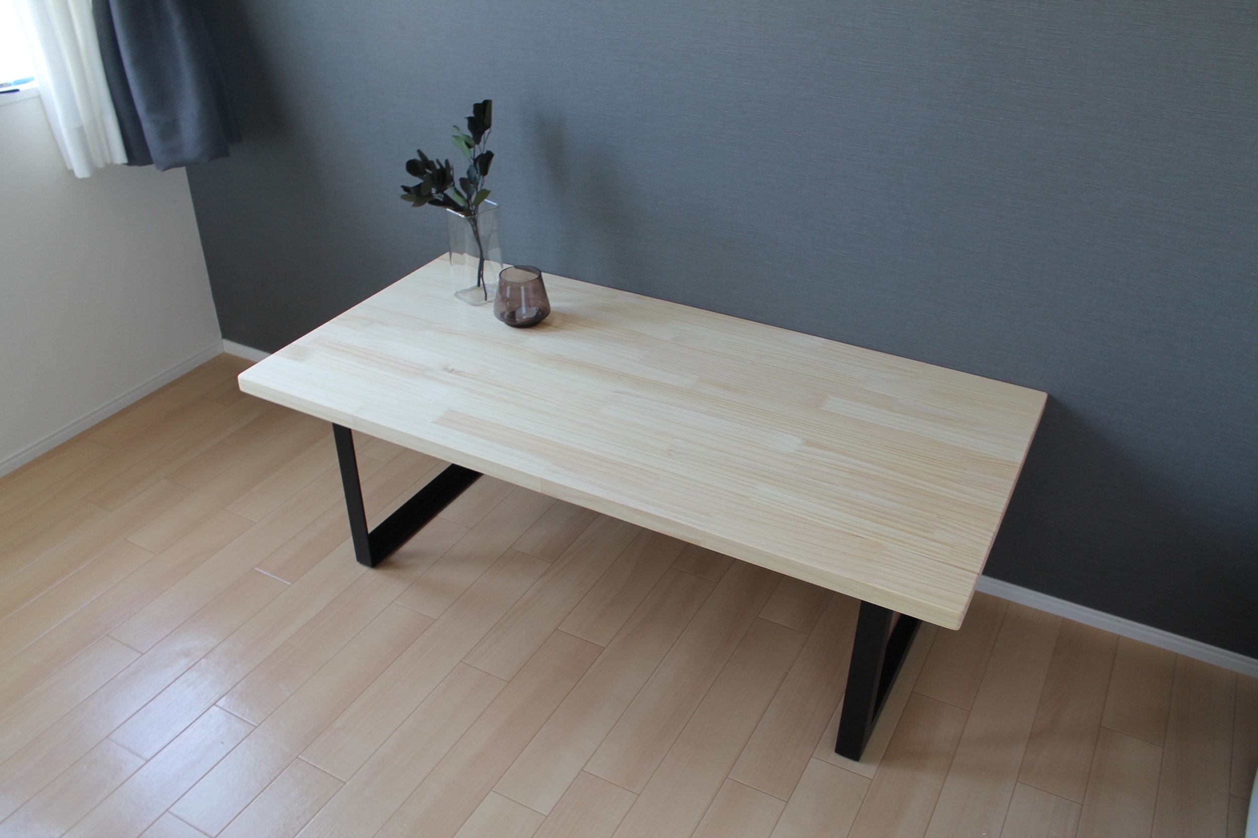 ☆W120×D60×H44☆アイアン脚のローテーブル