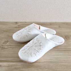 再次上架手工縫製刺繡優雅 babouche Broadly Blanc（預計發貨時間：5 天） 第1張的照片