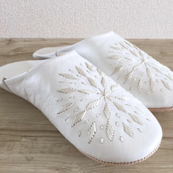 再次上架手工縫製刺繡優雅 babouche Broadly Blanc（預計發貨時間：5 天） 第2張的照片