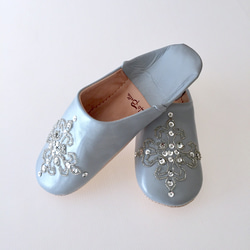 優雅的拖鞋Rapera灰色長達免費送貨8/7手工縫製的刺繡 第1張的照片