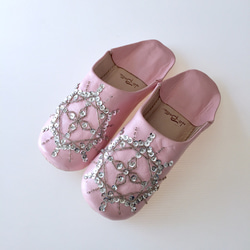 【期間延長SALE】綺麗な刺繍バブーシュ ティアラ　ピンク 4枚目の画像