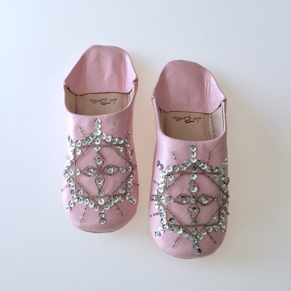 【期間延長SALE】綺麗な刺繍バブーシュ ティアラ　ピンク 5枚目の画像