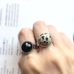 onyx stainless ring 天然石 オニキス 12mm ステンレスリング サイズフリー 4枚目の画像