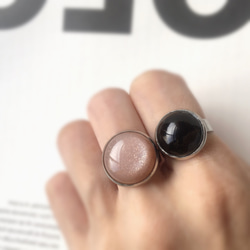 moon stone stainless ring 天然石 オレンジムーンストーン16mm ステンレスリング フリー 4枚目の画像