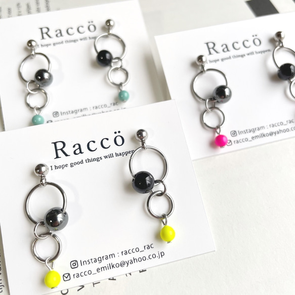 dot◯colorful pierce(全3色) ステンレスピアス ノンホールピアス変更可 1枚目の画像