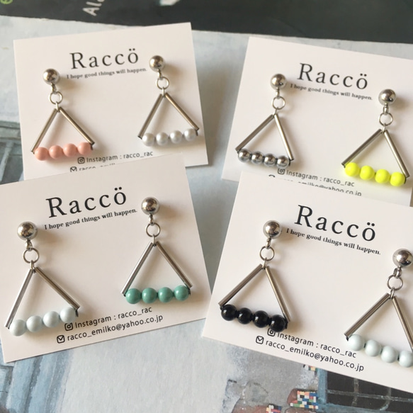 《値下げしました》triangle pierce (イエロー、他全7色) ステンレスピアス 5枚目の画像