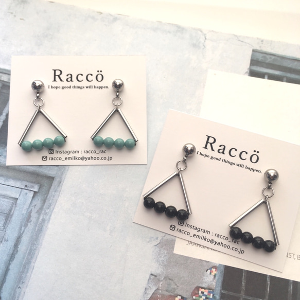 《値下げしました》triangle pierce (イエロー、他全7色) ステンレスピアス 3枚目の画像