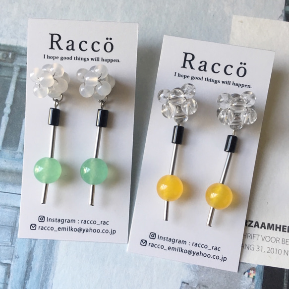 2way flower motif pierce(キャンディカラー) ステンレスピアス 1枚目の画像