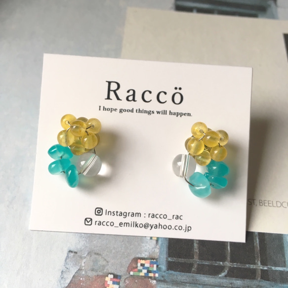 bouquet pierce (イエロー、他全2タイプ) ステンレスピアス 2枚目の画像