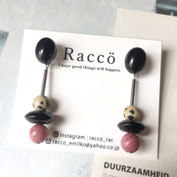 2way onyx bicolor pierce 秋色カラー (ピンク他、全3色) ステンレスピアス 2枚目の画像