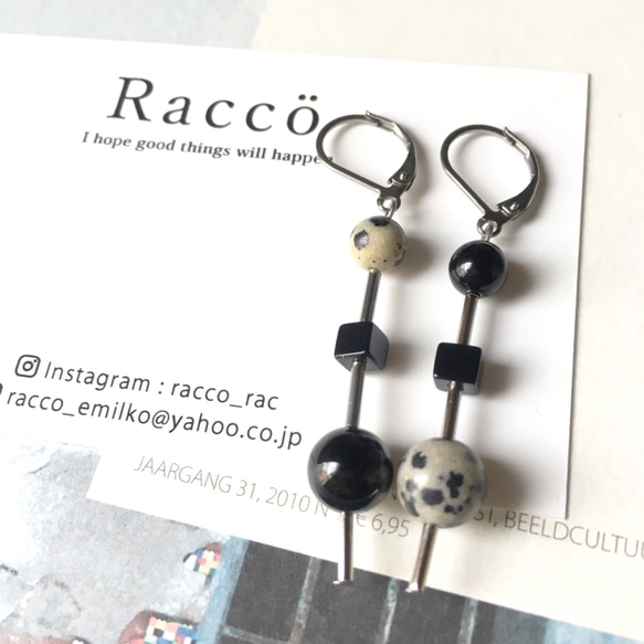 onyx＋color  ◯◼️○ pierce  (全4タイプ) ステンレスピアス 4枚目の画像