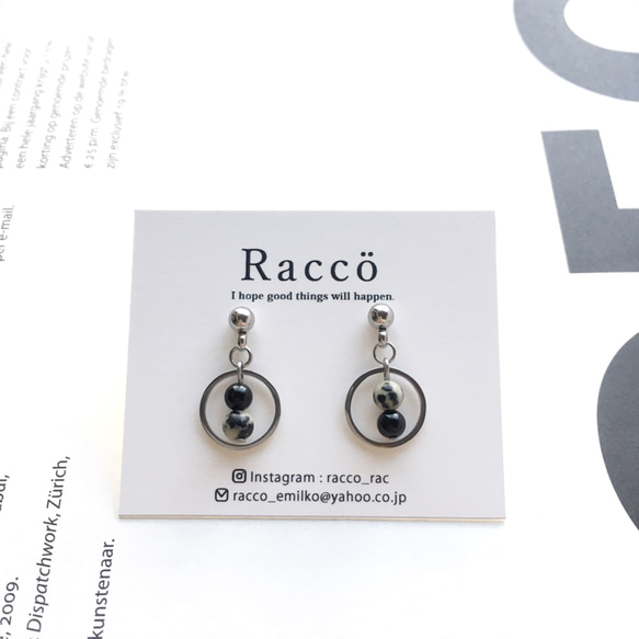 ◯＋twins monotone pierce (全3色)ステンレスピアス　ノンホールピアス変更可 1枚目の画像