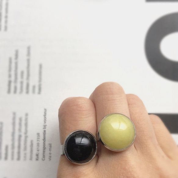 lemon stone stainless ring 天然石 レモンストーン 16mm ステンレスリング フリー 4枚目の画像