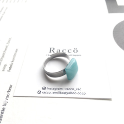 jade ring 天然石 □ブルーグリーンジェード10mm ステンレスリング サイズフリー 2枚目の画像