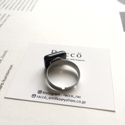 onyx ring rectangle 天然石 オニキス ステンレスリング サイズフリー 2枚目の画像