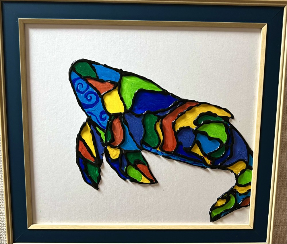 ゆうこ様専用】絵画 油絵 原画 動物 鯨 ブルー ポップ アート SM