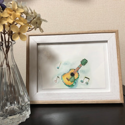 天然石 シーグラスアート ギター 1枚目の画像