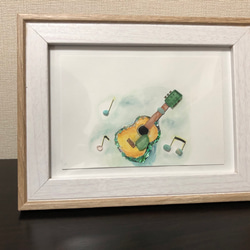 天然石 シーグラスアート ギター 2枚目の画像