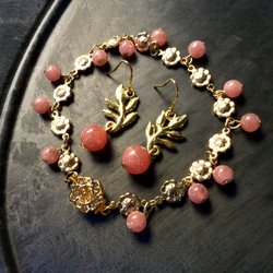 【インカの輝き】天然石のエスニックブレスレットB インカローズ 桜色 ピンク 2枚目の画像