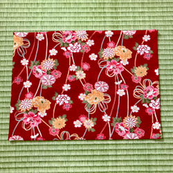 30×40ランチマット 和柄　花(朱) 1枚目の画像