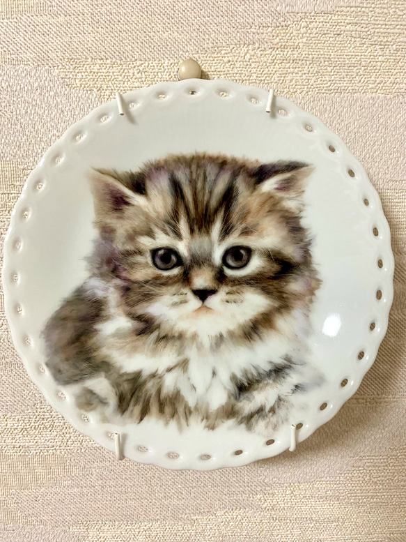 絵皿　陶器　イラストオーダー　猫　ペット　家族 2枚目の画像