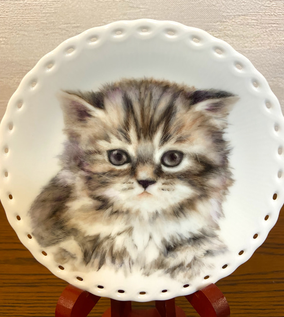 絵皿　陶器　イラストオーダー　猫　ペット　家族 3枚目の画像