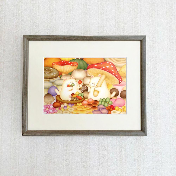 【複製原画／額装込】きのこ収穫祭 1枚目の画像